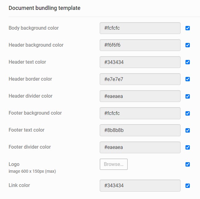 Document bundling template