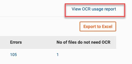 View OCR Usage Report link